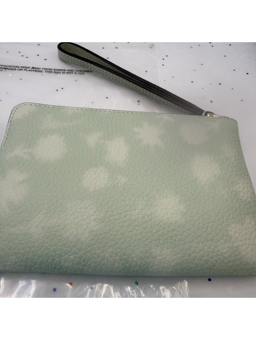 NWT Coach Corner Zip Wristlet CEF79 Pale Green Floral Print Leather Wallet - Picture 7 of 8